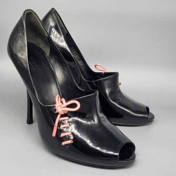 Gucci Patent Peep Toe Heels - Picture 1 of 15